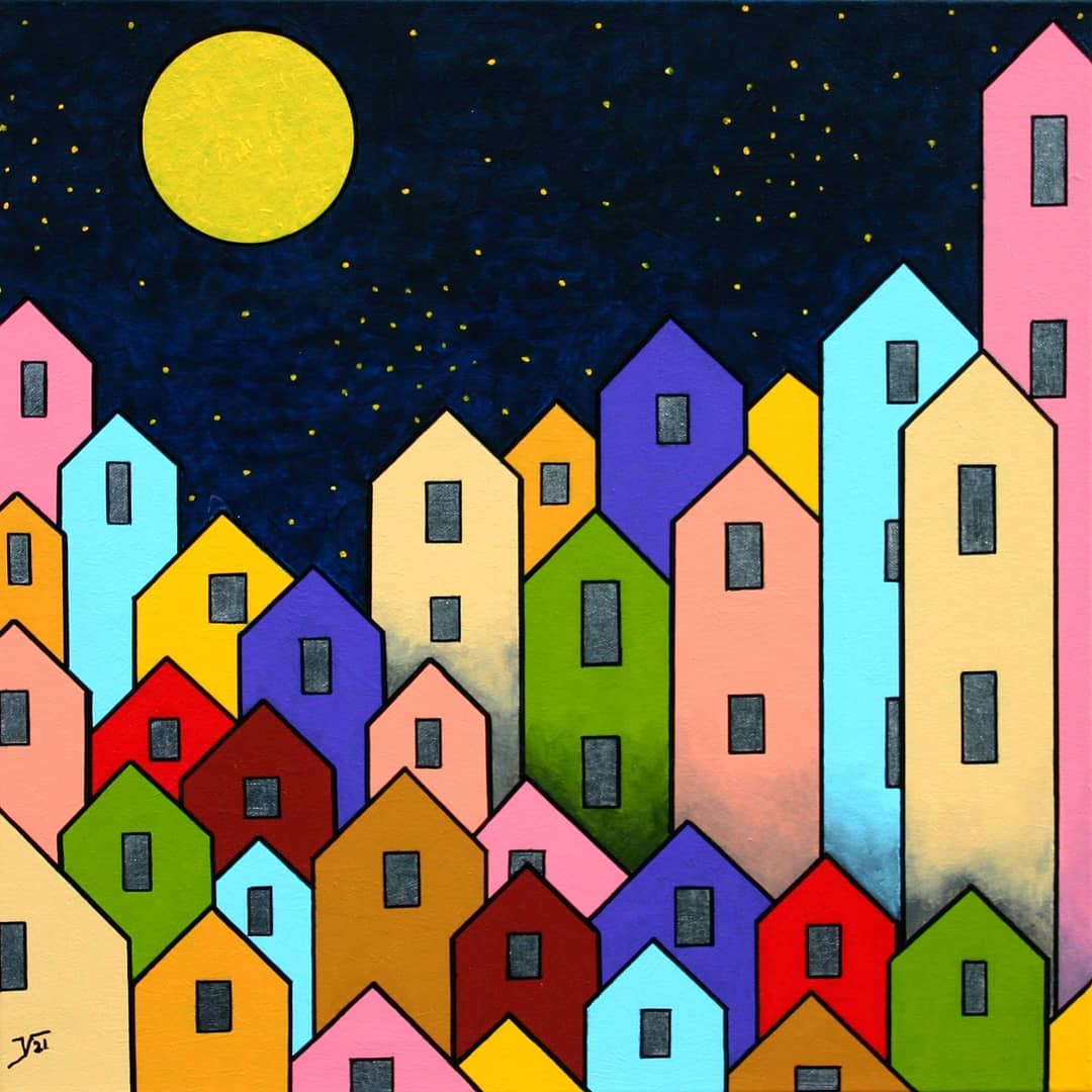 nr. 19 Hoge huizen bij nacht