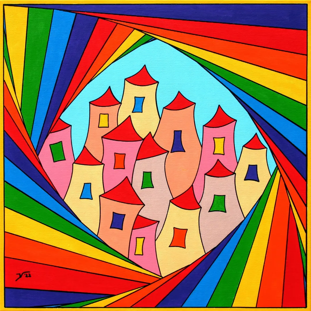 nr. 45 Draaikolk van gekleurde huisjes