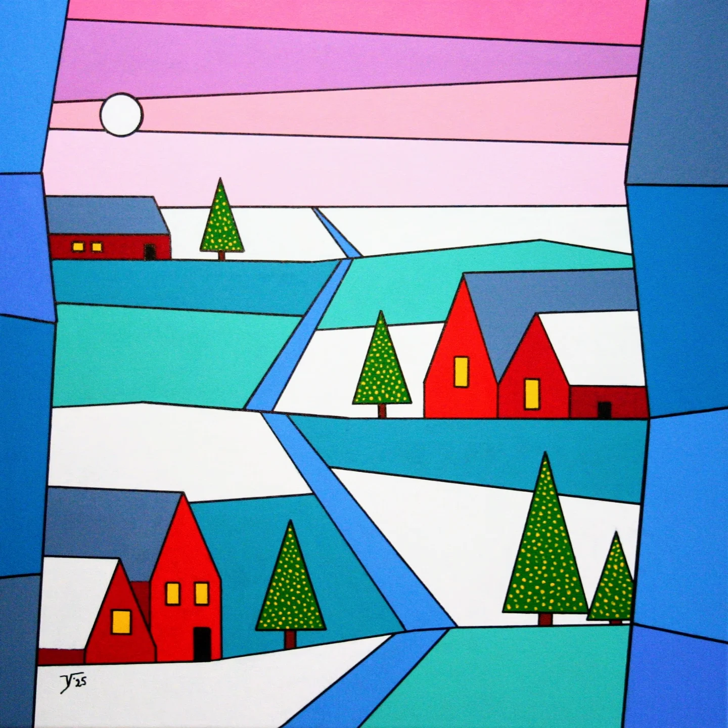 nr. 123 Winterstilte met rode huisjes